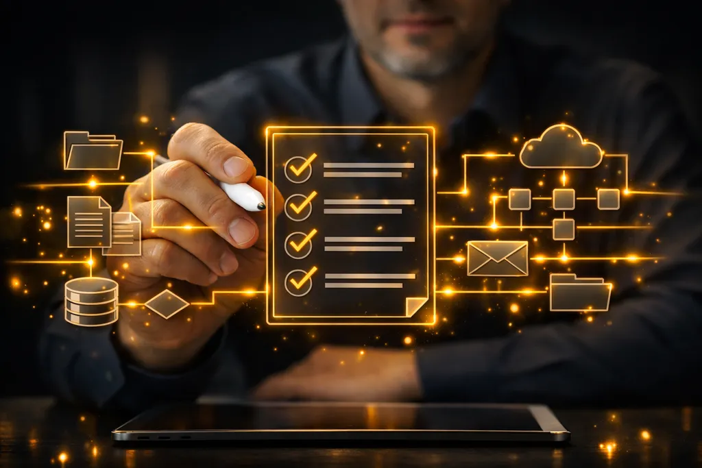 Abstract illustration of a modular software and infrastructure landscape